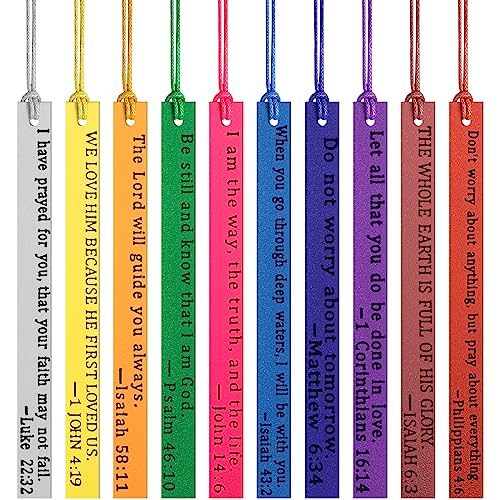Laumoi 10 Pcs Christian Leather Bookmarks, Handmade Bible Verses Scripture Bookmarks for Women & Men, Religious Christian Gifts for Book Lovers, Church & Book Club Supplies(Elegant, Bright Color) - color: Bright Color