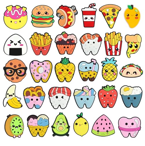 Cute Pins Bulk, Funny Lapel Badge Pins Rubber Brooch Pins for Backpacks, Hats, Bags - style: Food-30PCS