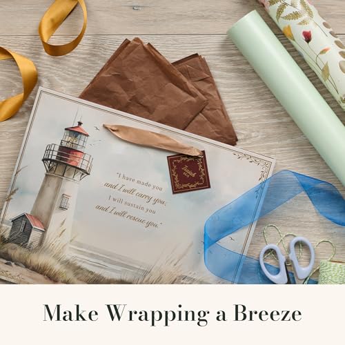 Christian Art Gifts Large Gift Bag with Tissue Paper, I Will Carry You - color: Carry You Lighthouse/Multicolor, style: Large Landscape