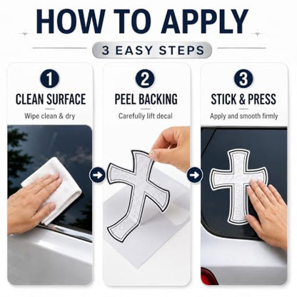 Christian Holographic or Reflective Cross Car Decal, Jesus Cross Vinyl Sticker with Subtle Dove or Heart Pattern, Weather Resistant (Hologram Dove - 2 Pack) - color: Hologram Dove - 2 Pack