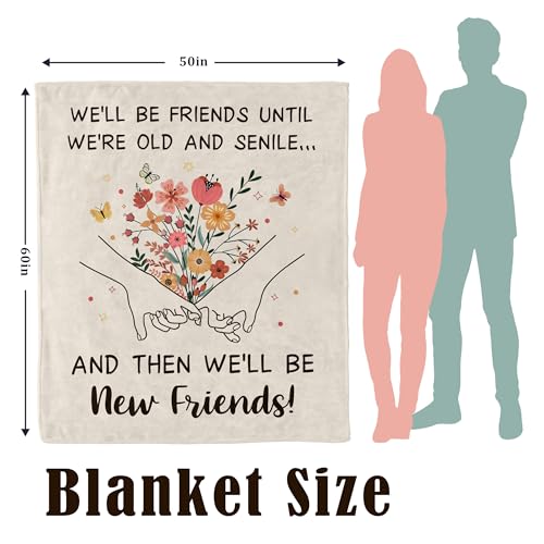 Best Friend Birthday Gifts for Women, Bestie Throw Blanket 50"X60" - color: Flowerfriends
