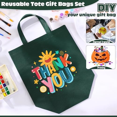 Windyun Reusable Grocery Bags Non Woven with Handles - color: Dark Green