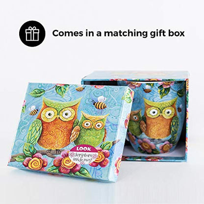 Divinity Boutique Inspirational Ceramic Mug, Patterned Owls with Scripture, Multicolor - color: Patterned Owls