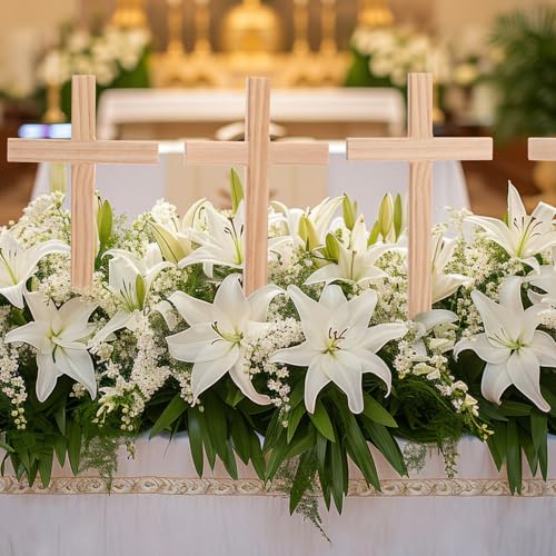 Suzile Unfinished Wooden Cross Centerpieces 12 Inch Standing Base