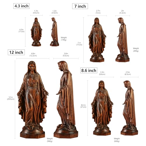 BGCOPPER Wooden Virgin Mary Statue Catholic Mother Mary Figure - 8.6 Inch - color: Virgin Mary, size: 8.6 Inch