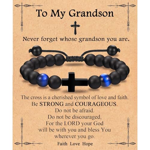 EFVISD Cross Bracelet for Boys Kids Mens Son Grandson Nephew Brother - color: Grandson