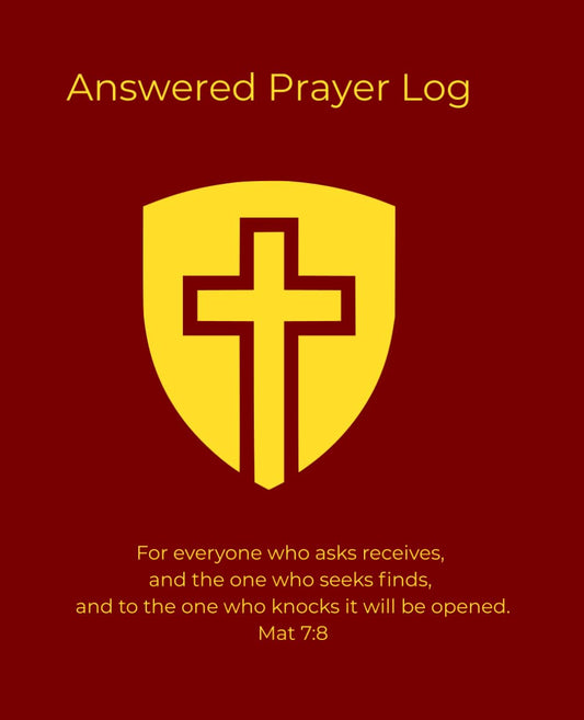 Answered Prayer Log – Ebenezer Journal Series: 2-Shielded Cross, Gold on Crimson, Ruled Christian Prayer & Reflection Notebook – 9.25 x 7.5 Journal ... recording answered prayers and testimonies