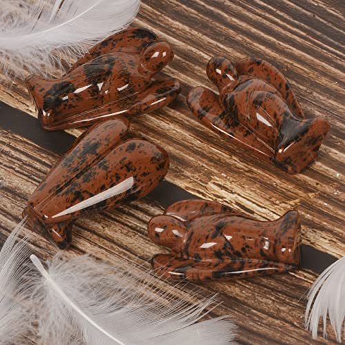 Justinstones Carved Mahogany Obsidian Gemstone Peace Angel Pocket Guardian AngelHealing Statue 2 inch - color: Mahogany Obsidian