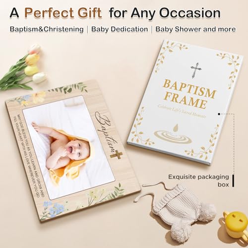 Baptism Picture Frame, Baptism Gifts for Boys Girls with Keepsake Gift Box - color: Floral Blessing 5x7