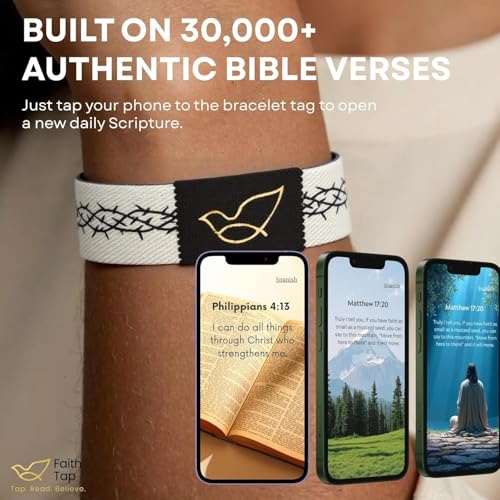 Lusinus Bible Verse Bracelets, Tap for Scripture, NFC Daily Wristband - color: Multicolor (3Pcs)