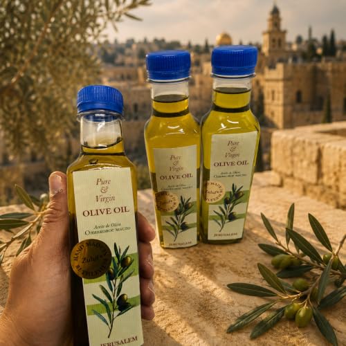 Zuluf Blessed Olive Oil Set of 3 Pure Anointing Oil from the Holy Land Jerusalem Bethlehem Christian Prayer for Baptism Christening Godparent Faith Gift Unscented 25.4 Fl Oz 3 Pack Bottles