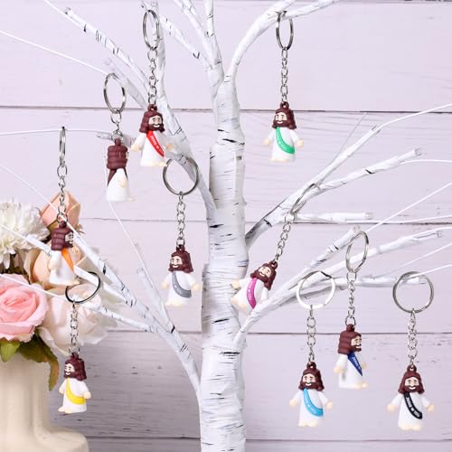 25 Or 50 Or 100 Christian Little Jesus Figures Printed With Jesus Love You Hanging With Keyrings For Baptism - style: 100 Pcs-10 Colors