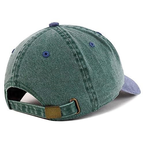 Trendy Apparel Shop Dad Embroidered Pigment Dyed Low Profile Cotton Cap - color: Olive Navy