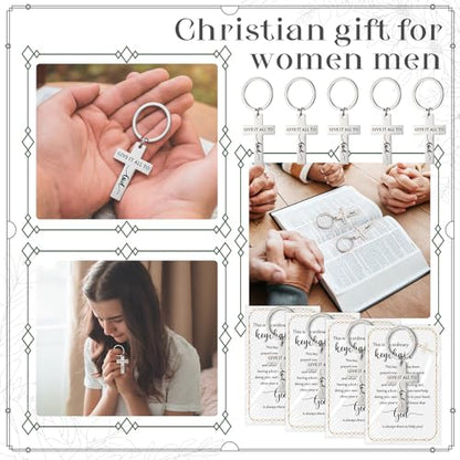 40 Set Christian Gifts Buk Jesus Keychains Stainless Steel, cross - color: Cross, size: Stainless Steel