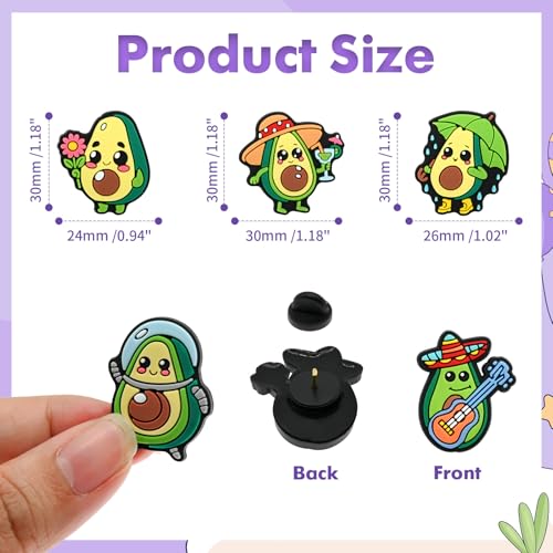 Cute Pins Bulk, Funny Lapel Badge Pins Rubber Brooch Pins for Backpacks, Hats, Bags - style: Avocado-30PCS
