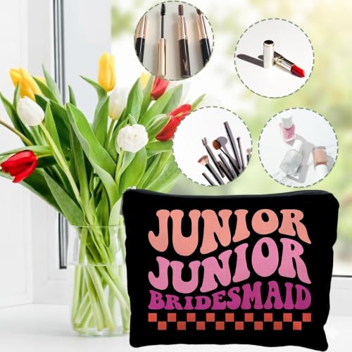 Junior Bridesmaid Gifts Canvas Makeup Bag for Women Bestie - color: junior