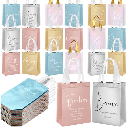 Aliceset 40 Pcs Christian Gift Bags with Bible Verse, Black, Colorful - color: Colorful
