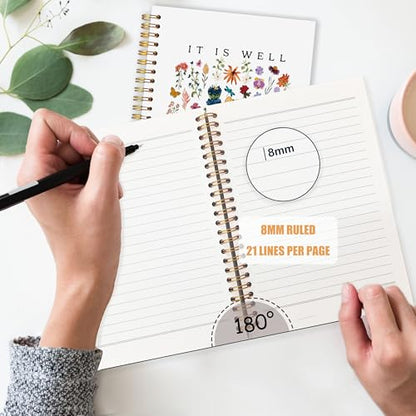 AQYIP Boho Floral Christian Spiral Notebook, It is Well With My Soul Bible Journaling Notebooks, Religious Prayer Journal for Woman, Bible Scripture Notebooks for Note Taking, 5.5x8.3 Inch - color: It is Well With My Soul