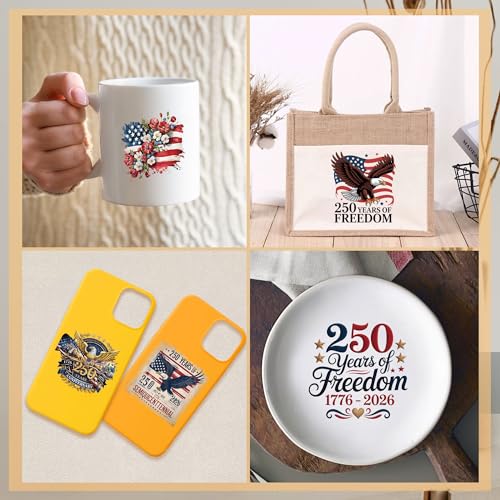 250 Years UV DTF Cup Wraps, Transfer Stickers for Glass Tumblers - color: Us648