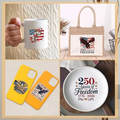250 Years UV DTF Cup Wraps, Transfer Stickers for Glass Tumblers - color: Us648