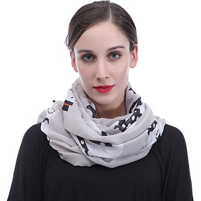 Lina & Lily Holiday Christmas Pattern Print Women's Infinity Scarf Lightweight - color: Silver, Snowman