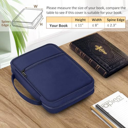 FINPAC Bible Cover, Carrying Book Case Bible Bag with Handle - color: Navy