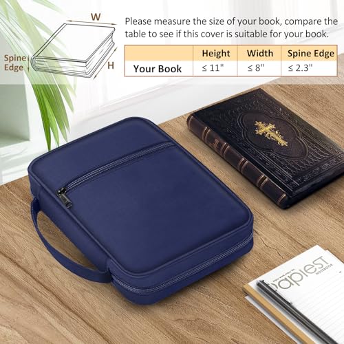 FINPAC Bible Cover, Carrying Book Case Bible Bag with Handle - color: Navy