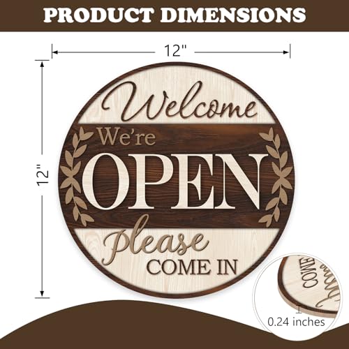 Welcome We're Open Please Come in Business Front Door Sign, Farmhouse Store - color: Open