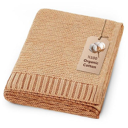 Organic Baby Blanket – 100% Organic Cotton | Ultra-Soft Breathable Newborn Receiving Blanket | Hypoallergenic, Chemical-Free | Unisex Baby Gift | 30x40 Inches (Camel) - color: Camel