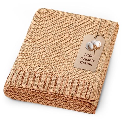 Organic Baby Blanket – 100% Organic Cotton | Ultra-Soft Breathable Newborn Receiving Blanket | Hypoallergenic, Chemical-Free | Unisex Baby Gift | 30x40 Inches (Camel) - color: Camel