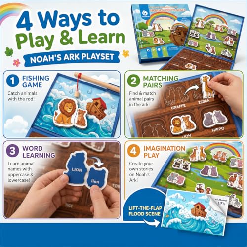 Travofun Magnetic 4-in-1 Animal Game | Travel Toys for Toddlers Ages 3-5 - style: 4-in-1 Animal Game
