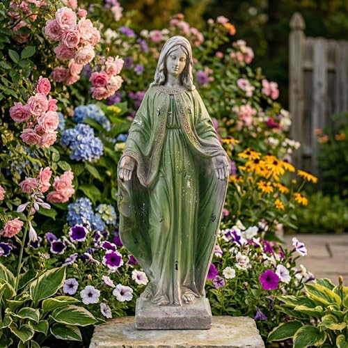 Virgin Mary Statue, 31.1'' H Outdoor Statue - color: Gray Green Virgin Mary(31.1 Inch)