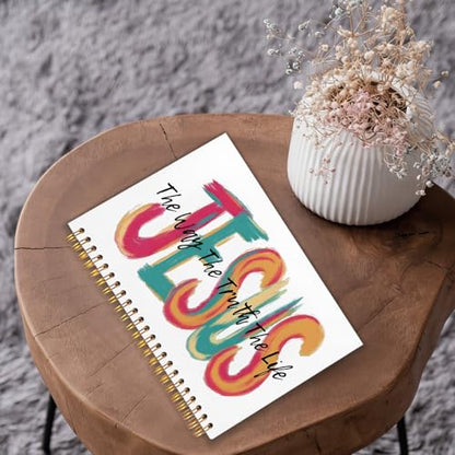 Jesus The Way The Truth The Life Christian Spiral Notebook Journal 5.5x8.3 Inch, Bible Journaling Supplies, Religious Cross Scripture Hardcover Journal Notebook for Study Work Office - color: The Way The Trnth The Life
