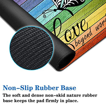 3 Piece Mouse Pad Set with Stitched Edge Large Anti-Slip Mouse Pad Desk Pad Keyboard Pad + Wrist Rest Pad + Coaster, Memory Foam Wrist Rest for Office/Home, Glitter Quote Live Laugh Love - color: HTT-H3-Mouse 010