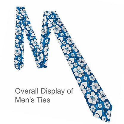 Men's Ties Novelty Tie Necktie for Men Teen Boys Multicolor Tie Party Holiday Thanksgiving Christmas - color: Hibiscus Flowers Blue