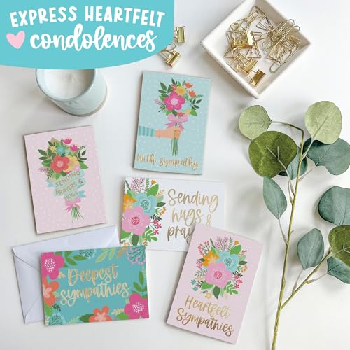 54 Sympathy Cards with Envelopes Bereavement Cards for Loss of Loved One - style: Floral Pastel 54 pcs