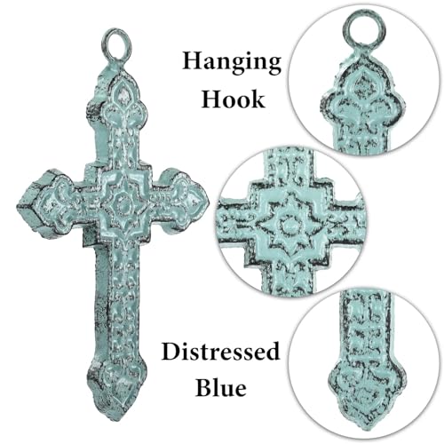 3 PCS Cast Iron Wall Crosses, Metal Decorative Hanging Crosses Wall Decor - size: 4.25" x 6.69"