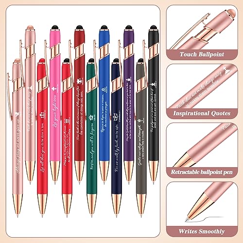 Chuangdi 48 Pcs Bible Verse Pens Bulk Black Ink Pens, Colorful - color: Colorful