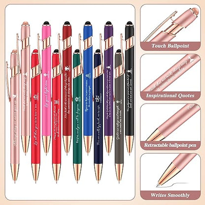 Chuangdi 48 Pcs Bible Verse Pens Bulk Black Ink Pens, Colorful - color: Colorful