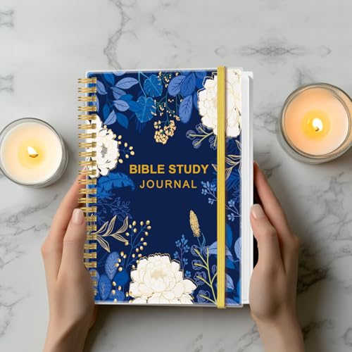 Heveboik Bible Study Journal – Church Notes Notebooks – Note Taking & Journaling Kit, 5.8" x 8.5", Blue Leaf Flower - color: Blue Leaf Flower