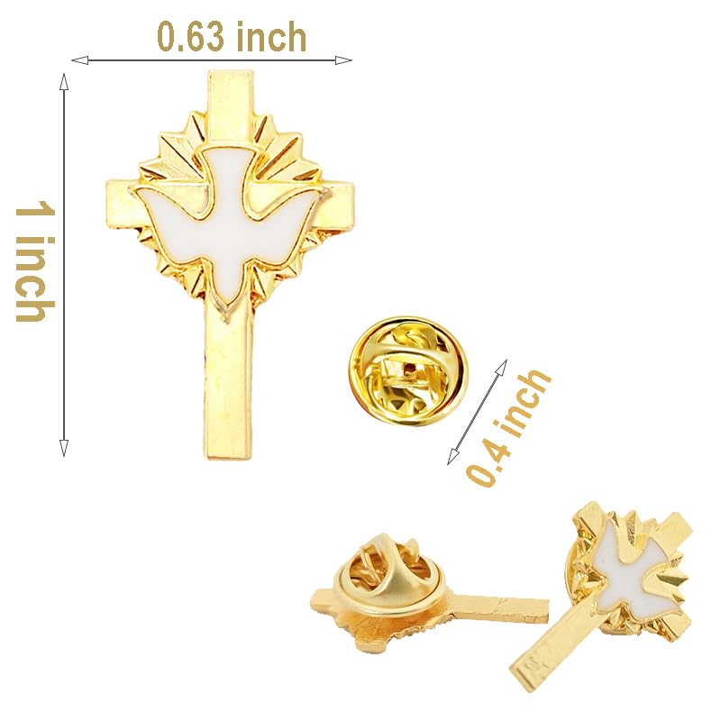 Holy Spirit Cross Dove Lapel Pins, Religious Brooches for Sacramental Gifts