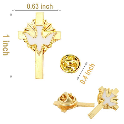 Holy Spirit Cross Dove Lapel Pins, Religious Brooches for Sacramental Gifts