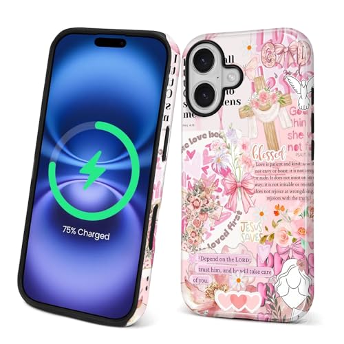 Magnetic Case for iPhone 17, Compatible with Magsafe PC Hard Shell & Silicone Inner Bumper Anti-Scratch Full-Body Cover Shockproof Slim Design Retro Newspaper Collage Religious Jesus - color: Retro Newspaper Collage Religious Jesus, size: iPhone 17