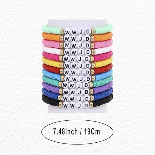 24Pcs Jesus Loves You Bracelets Bulk Handmade Clay Beads Bible Verse Bracelets Christian Friendship Jewelry Christmas Easter Gifts for Women Teen - color: WWJD 24-4