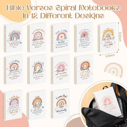 Supervitae 12 Pack Christian Journals Notebooks Gifts for Women,Rainbow - style: Rainbow