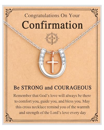 Shonyin Horseshoe Neckalce Horse Stuff with Cross for Teenage Girl Women - style: Confirmation