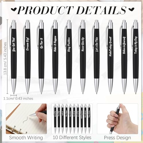 Yeaqee 100 Pcs Motivational Pens, Black, Inspirational - color: Black, style: Inspirational