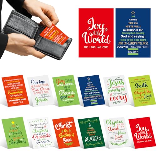 60 Pcs Christmas Bible Verse Gold Foil Wallet Cards, 3.5 Inch - color: Christmas