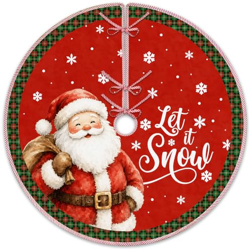 Red Santa Christmas Tree Skirt, Let It Snow Xmas Tree Skirt 518XW-TS - color: Santa-2