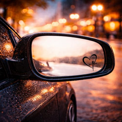Christian Cross Heart Car Mirror Decal 3 Pack, Faith Rearview Mirror Stickers for Cars, Waterproof Vinyl Decals, Religious Car Accessories, Gift Cute for Women & Men